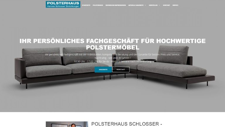 Bild der erstellten Website von INVRTUALs Partner Polsterhaus Schlosser